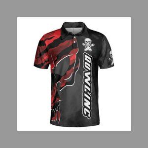 Jersey Coolest Skull Bowling With Camouflage Pattern Bowling Polo Shirt, Camo